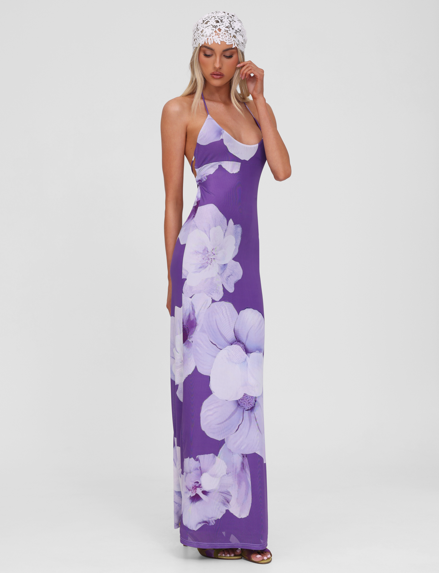 Abito Maxi Nour Mesh - Rosa