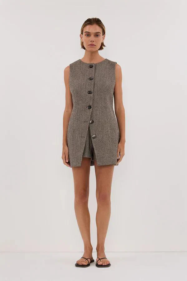 Amora™ Completo Tunica Gilet Tweed Frankie Choc