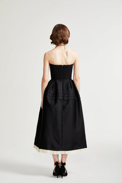Amora™ Abito Midi Nero con Fiocco