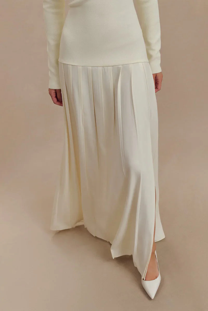 Amora™ Abito Lungo a Maglia Spalle Scoperte - Avorio