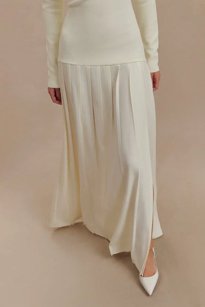 Amora™ Abito Lungo a Maglia Spalle Scoperte - Avorio