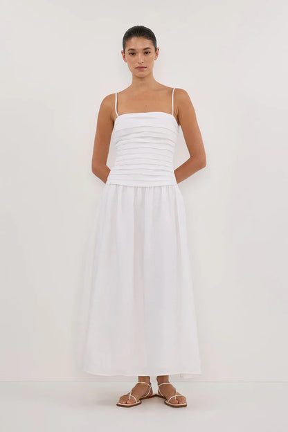 Amora™ Abito Midi di Lino Bianco