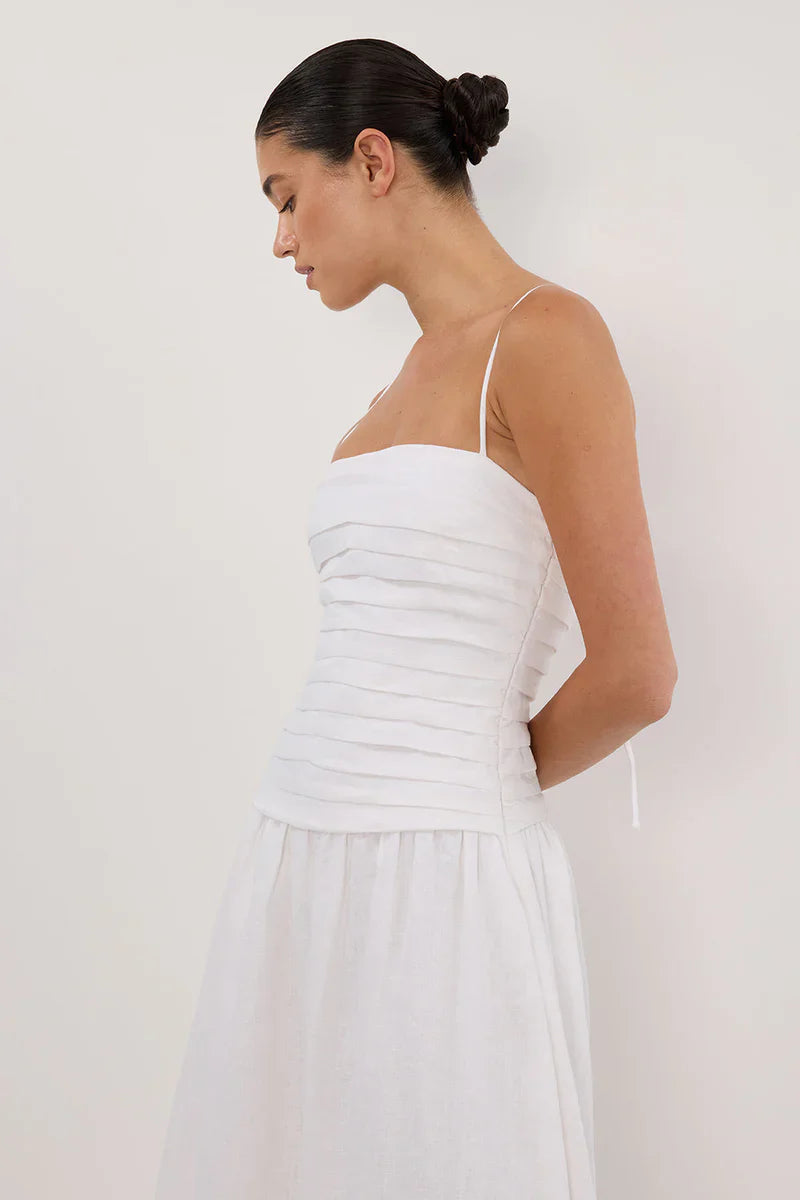 Amora™ Abito Midi di Lino Bianco