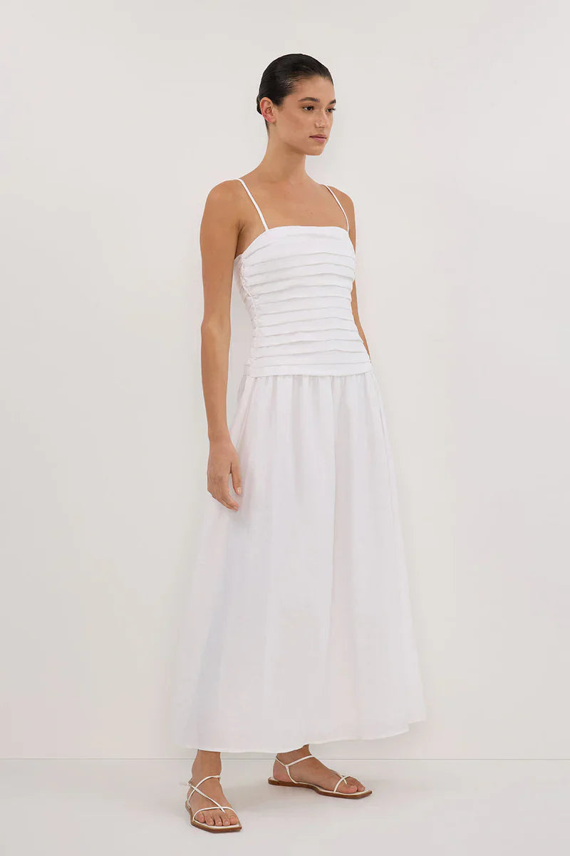 Amora™ Abito Midi di Lino Bianco