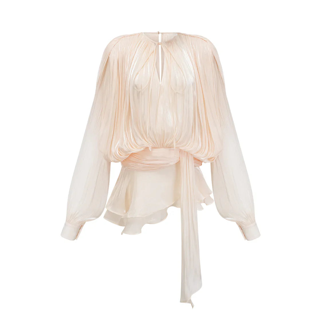 Amora™ Blusa in Raso Drappeggiata Crimson Elegance