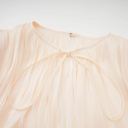 Amora™ Blusa in Raso Drappeggiata Crimson Elegance