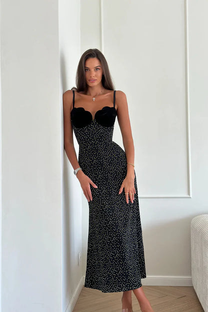 Amora™ Abito Midi in Velluto con Inserti