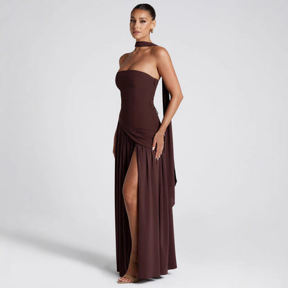 Amora™ Abito Maxi Strapless con Dettaglio Spacco