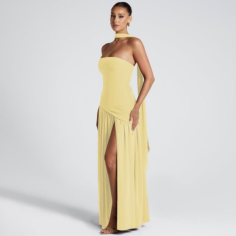 Amora™ Abito Maxi Strapless con Dettaglio Spacco