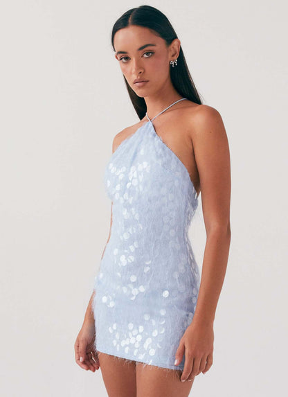 Amora™ Skyline Mini Abito con Paillettes e Dettagli in Piume