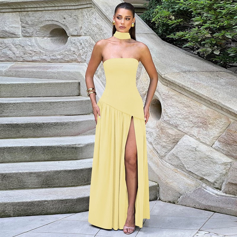 Amora™ Abito Maxi Strapless con Dettaglio Spacco