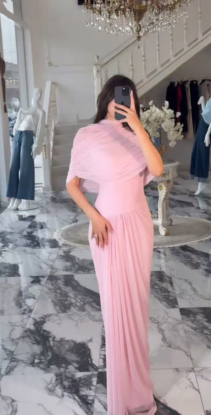Amora™ Abito Maxi Plissettato Asimmetrico Blu