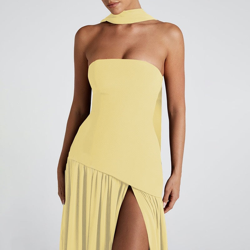 Amora™ Abito Maxi Strapless con Dettaglio Spacco