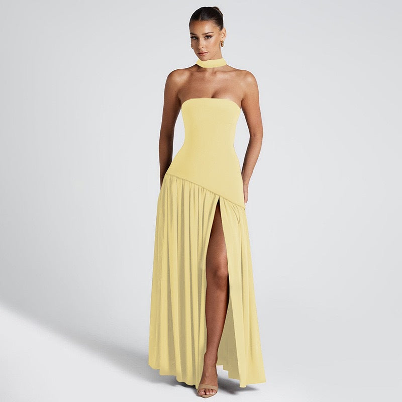 Amora™ Abito Maxi Strapless con Dettaglio Spacco