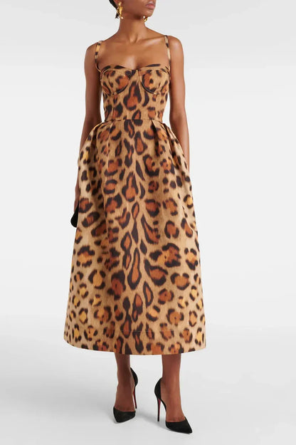 Amora™ Abito Midi Bustier Stampa Leopardata