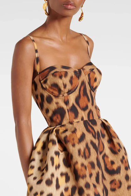 Amora™ Abito Midi Bustier Stampa Leopardata