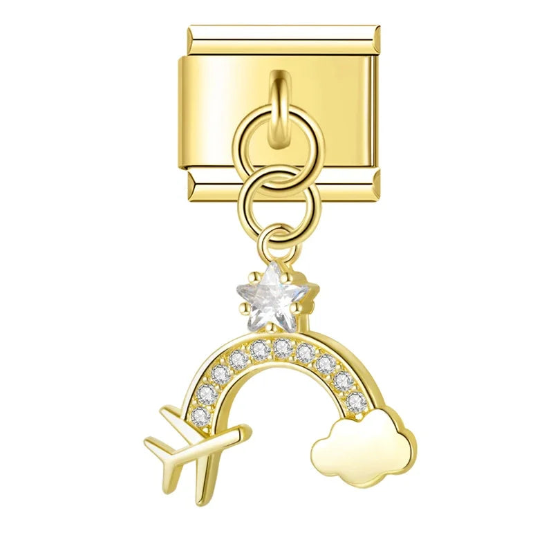 Rainbow Flight Charm Gold