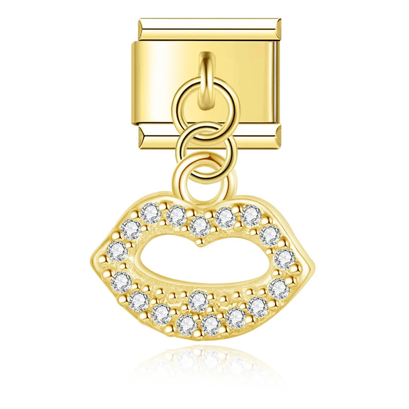 Lips Charm Gold