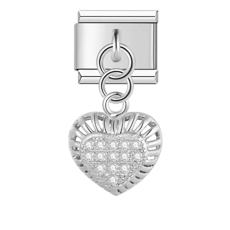 Shiny Heart Charm Silver