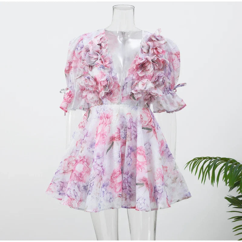 Amora™ Mini Abito in Chiffon Romantic Bloom
