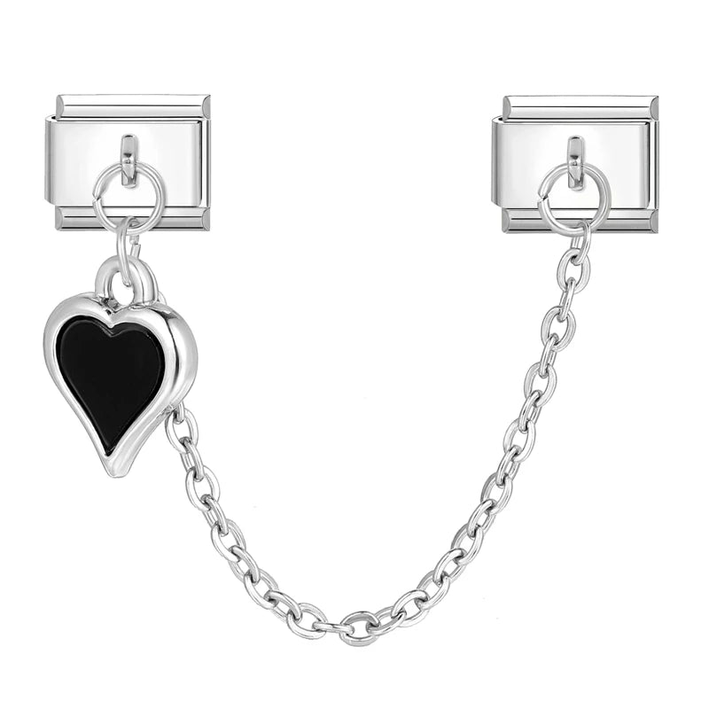 Black Heart Chain Charm