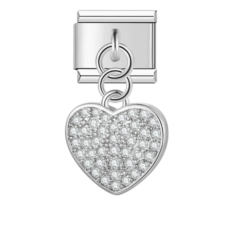 Big Shiny Heart Charm Silver