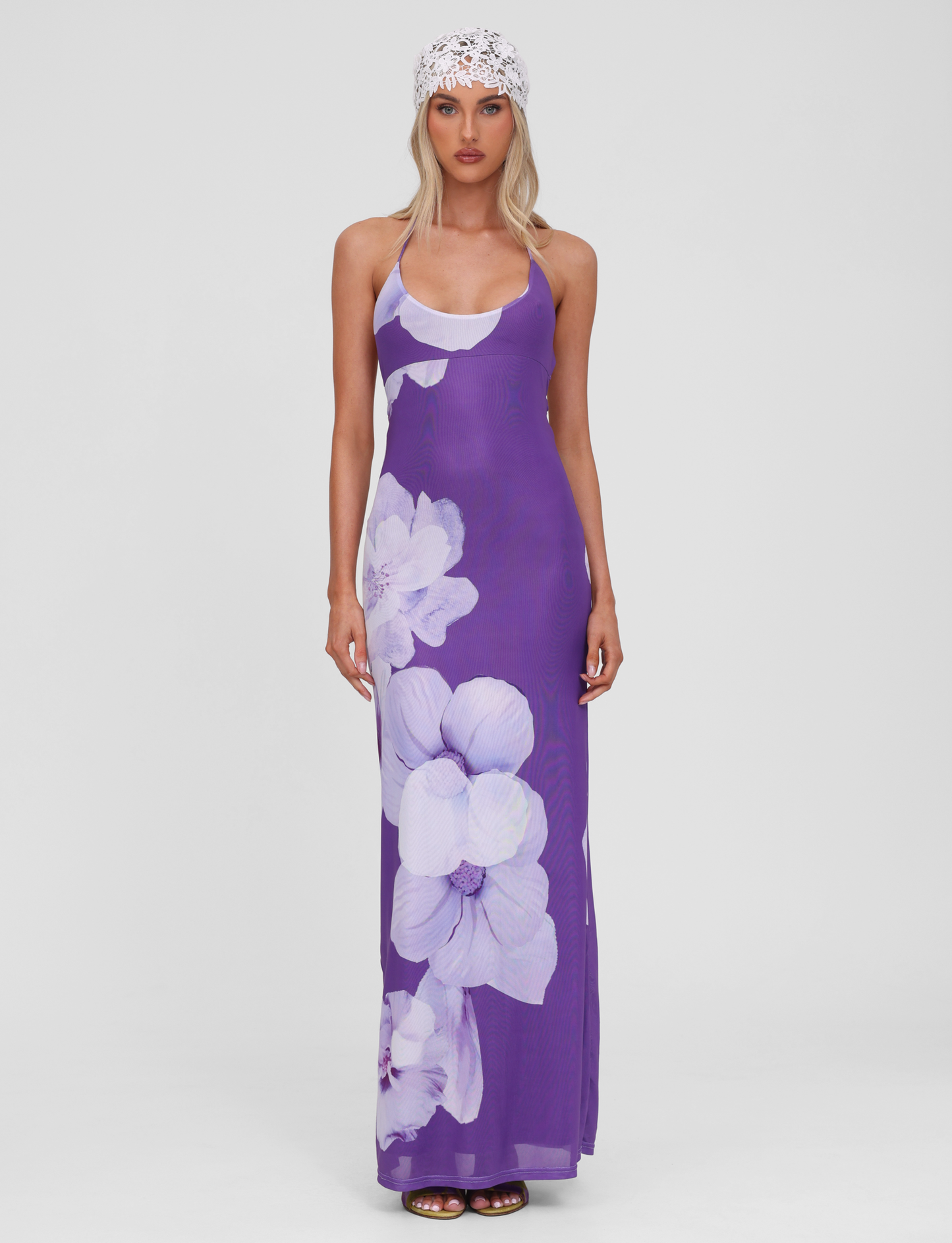 Abito Maxi Nour Mesh - Rosa