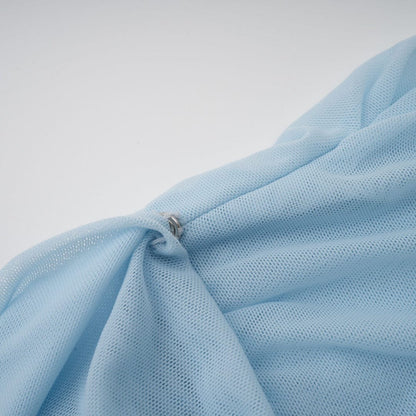 Amora™ Abito Maxi Plissettato Asimmetrico Blu