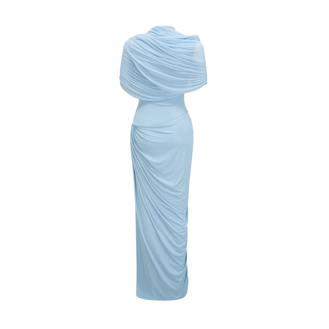 Amora™ Abito Maxi Plissettato Asimmetrico Blu