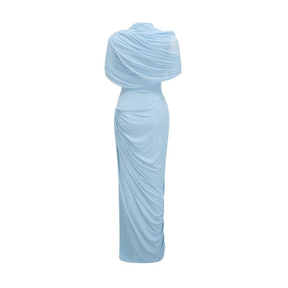 Amora™ Abito Maxi Plissettato Asimmetrico Blu