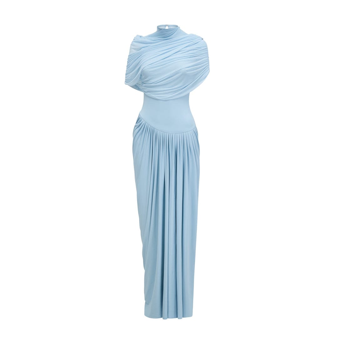 Amora™ Abito Maxi Plissettato Asimmetrico Blu