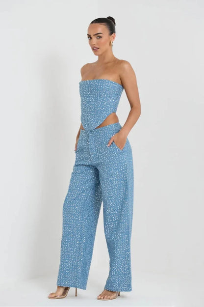 Amora™ Completo Pantalone Jeans con Paillettes Belinda
