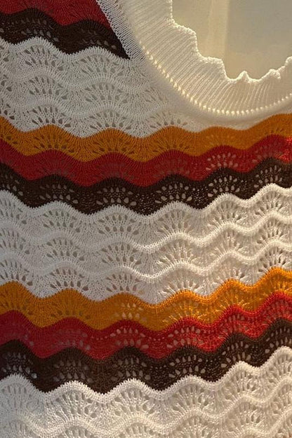 Amora™ Abito Lungo a Maglia Zigzag Schiena Scoperta