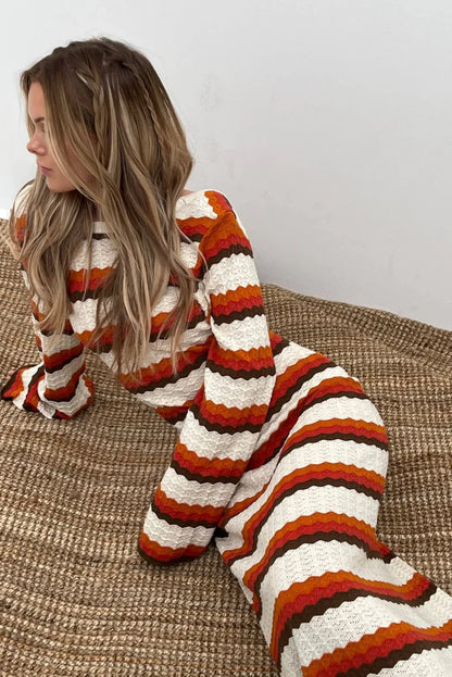 Amora™ Abito Lungo a Maglia Zigzag Schiena Scoperta