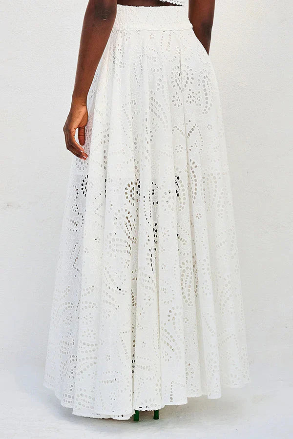 Amora™ Completo Palazzo Vita Alta & Crop Top in Pizzo