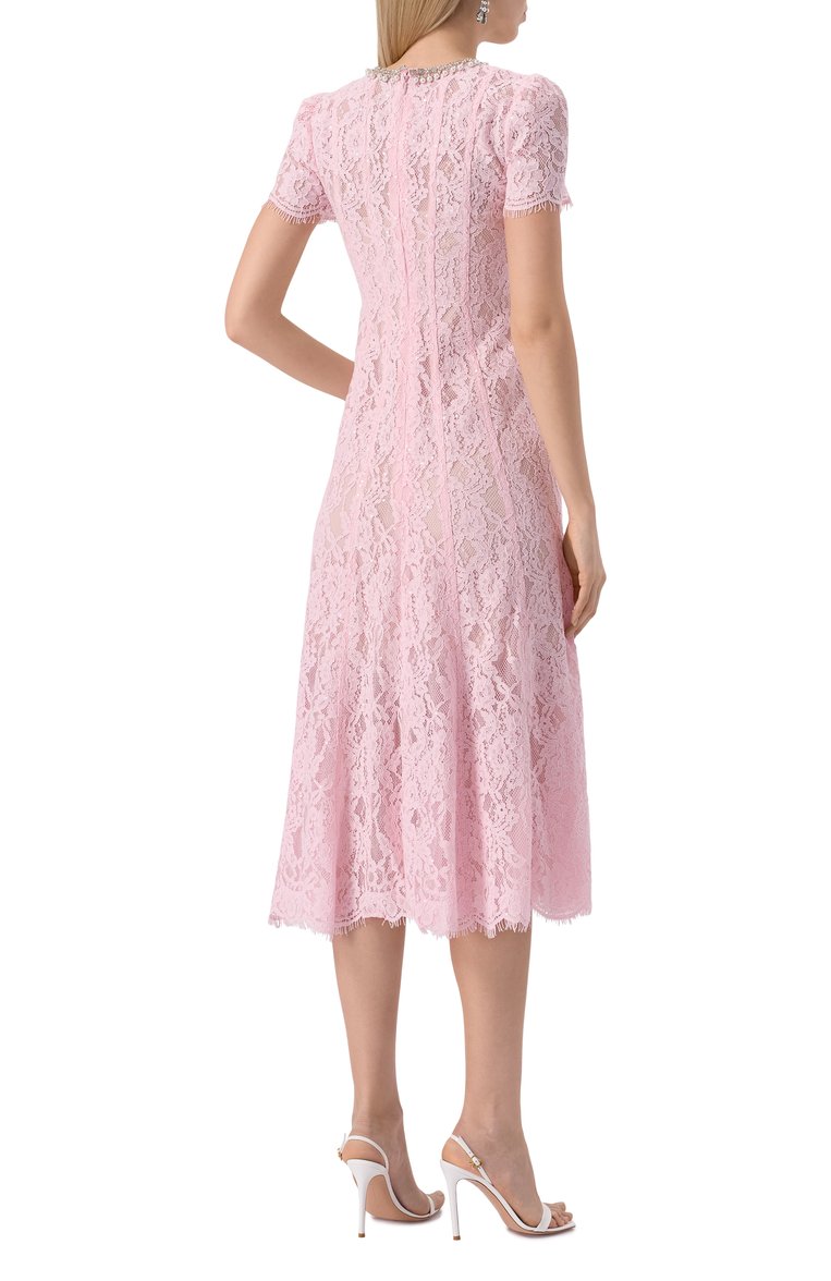 Amora™ Abito Midi in Pizzo Blush Grace – Eleganza Rosa Cipria