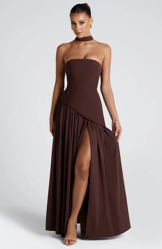 Amora™ Abito Maxi Strapless con Dettaglio Spacco