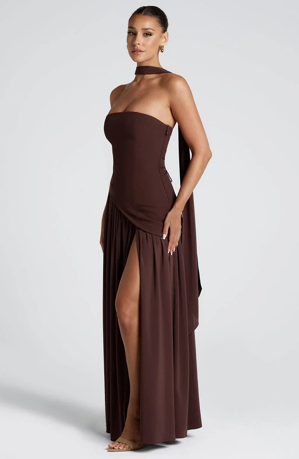 Amora™ Abito Maxi Strapless con Dettaglio Spacco