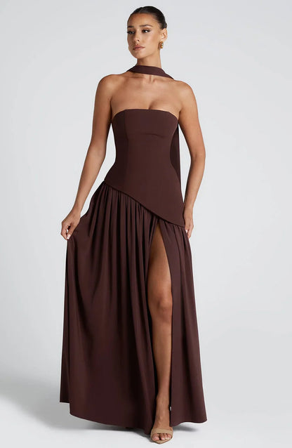 Amora™ Abito Maxi Strapless con Dettaglio Spacco